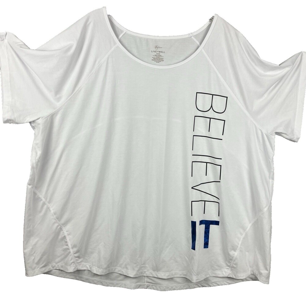 C Active Live Well Believe It Activewear Top T Shirt Women's Size 26/28W